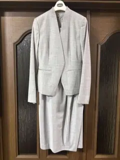 美品 セオリーリュクス グレーセットアップ　半袖ワンピース長袖ジャケット　38