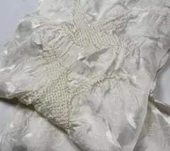 w-200 正絹帯揚げ　振袖　成人式　鶴（絞り） オフホワイト