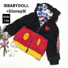 1680ꕤベビードール フリースジップパーカー キッズ【110】ミッキー 可愛い