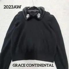 2023AW 美品 グレースコンチネンタル ファービジューニットトップS