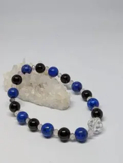 天然石ラピスラズリ、モリオン、水晶、スーパーセブンブレスレットパワーストーン