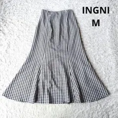 美品【イング】INGNI マーメイドスカート ギンガムチェック ロング ゴム　М