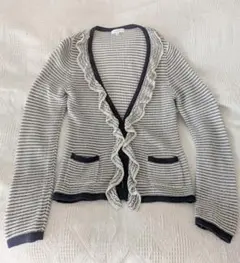 【anna vita】フリル付きストライプカーディガン