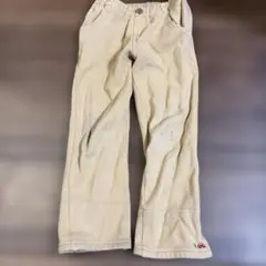 ファミリアベージュ カジュアルパンツ 折り返し裾チェック柄