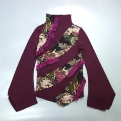 9057 OZZ ON オッズオン チャイナ風カットソー 花柄 ハイネック