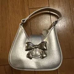 シルバー リボン付き ショルダーバッグ