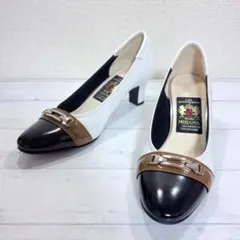 美品 MIHAMA 晴雨兼用 パンプス バイカラー ビット付き 24 白のサムネイル