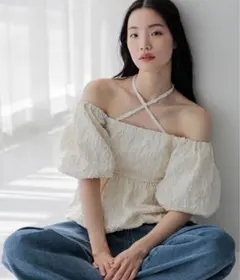 Heather ヘザー ジャガードブラウス