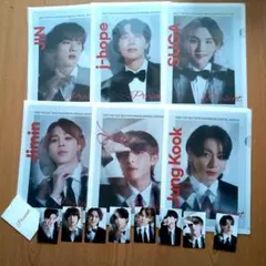 BTS クリアファイル(RM以外)６枚とトレカ８枚セット(Ｖのみ２種)