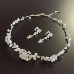 【未使用】ブライダル ネックレス＆イヤリング 前撮り 結婚式 Aimer購入品
