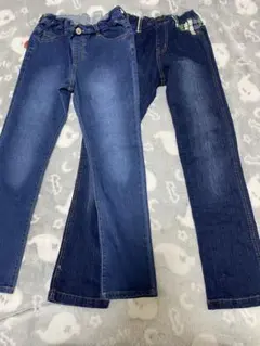 エフオーキッズ　140cm デニムブルー ストレートパンツ 2本セット