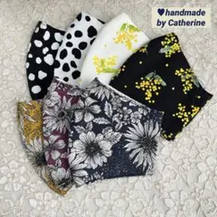 本日のお得品⭐️お花ロゴオシャレセットおまとめ綿マスク7枚♥️マスクゴム取付済み