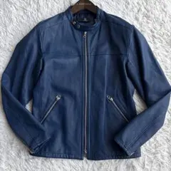 (美品) ユナイテッドアローズ ゴートレザー ライダースジャケット ネイビー