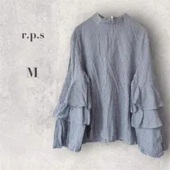 【r.p.s】ブラウス M フリル袖 ストライプ 大人ガーリー 未使用