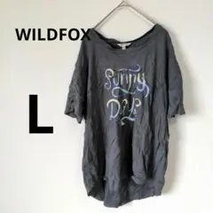 WILDFOX　【L】　グレー　チャコール　Tシャツ　ロゴ