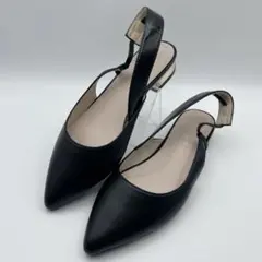 美品✨アラージュ アカクラ バックストラップパンプス ポインテッドトゥ 黒 23