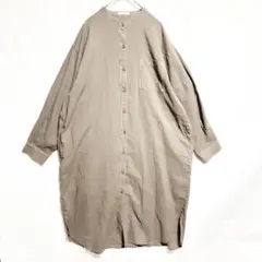 シネマクラブ　ベージュ 長袖シャツワンピース　L オーバーサイズ　綿100%
