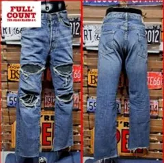 FULLCOUNT フルカウント　レザーパッチ　リペア加工　デニムジーンズ　30のサムネイル