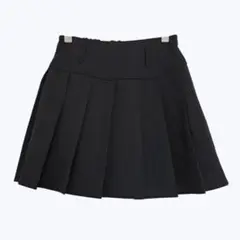 エムズエキサイト プリーツミニスカート ブラック スカパン ウエストゴム