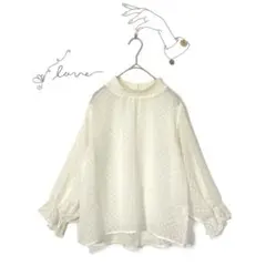 6I059【オリーブデオリーブ】(F)シースルーブラウス ドット柄 長袖 美品