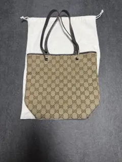 GUCCI グッチ GGキャンバス ハンドバッグ ブラック ベージュ正規品
