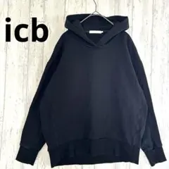 アイシービー icb スウェット パーカー【S】フーディ ソリッド ブラック