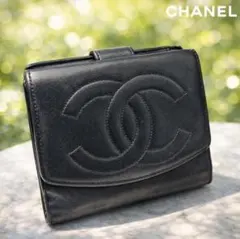 ❤️シャネル　三つ折り財布 ラムスキン デカココ　 黒　財布のサムネイル