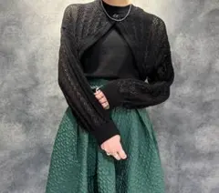 HARE カーディガン 2Pスカシアミボレロ タンクトップ ブラック