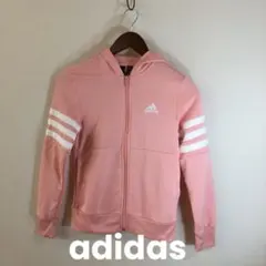 adidas フルジップパーカー　ピンク　150 キッズ