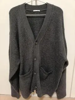 ジーユー　パフニットVネックカーディガン　XL　ダークグレー