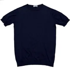 JOHN SMEDLEY シーアイランドコットン 半袖ニット L スメドレー 紺