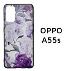 OPPOA55s 5G ケース 白 紫 花柄のサムネイル