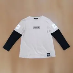OBLIGED BENT 重ね着風 長袖Tシャツ ベージュ ブラック 150cm