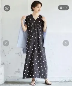 アーバンリサーチリネン ウエストタックフレンチスリーブワンピース 38 黒