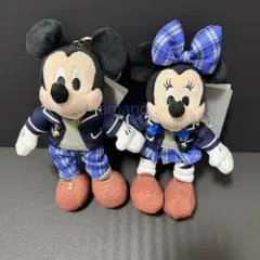 ミッキー ミニー ぬいぐるみキーホルダー 制服ルック