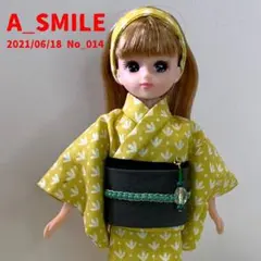 リカちゃん着せ替え服／2部式浴衣セット「黄色地小紋」