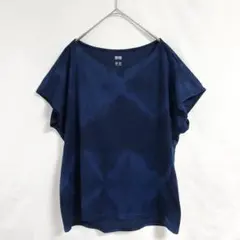 【ユニクロ】ドライEXプリントクルーネックT 半袖(L)ネイビー　速乾　Tシャツ