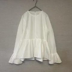 【美品】MACPHEE☆コットンタイプライター ペプラムブラウス ホワイト