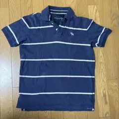 abercrombie ネイビー ストライプ ポロシャツ