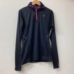 J2611 asics ブラック ハーフジップ トップス　サイズO レディース