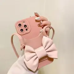 スマホショルダー　新品未使用！かわいい☆iphone13 pro  ピンクリボン