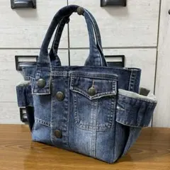 デニムリメイク⭐️ジャケット⭐️ハンドバッグ⭐️デニムバッグ⭐️トート⭐️ハンドメイド