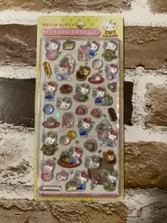 和柄キティ ボンボンドロップシール　和スイーツ