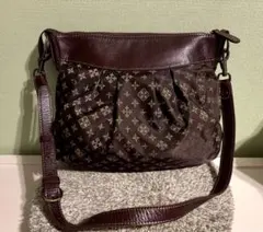 【russet】ラシット ショルダーバッグ ナイロン モノグラム 茶×ベージュ