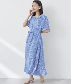 earth music&ecology ちょっとレトロなワンピース ブルー