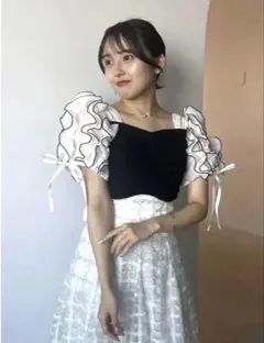 dazzlin ショルダーボリュームフリルカットプルオーバー ミックスのサムネイル