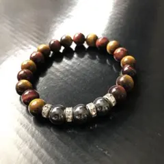 ハンドメイド天然石ブレスレット　タイガーアイ ヘマタイト