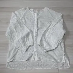 美品　刺繍　シャツ ブラウス　七分袖