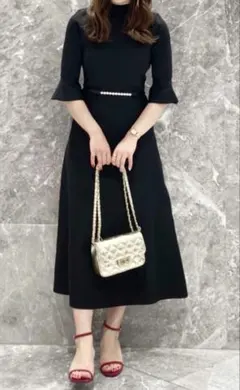 美品　ルルウィルビー　フレアロングワンピース　ブラック