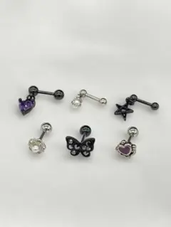 片耳用ピアス / ボディピアス / 軟骨ピアス 6点 まとめ売り
